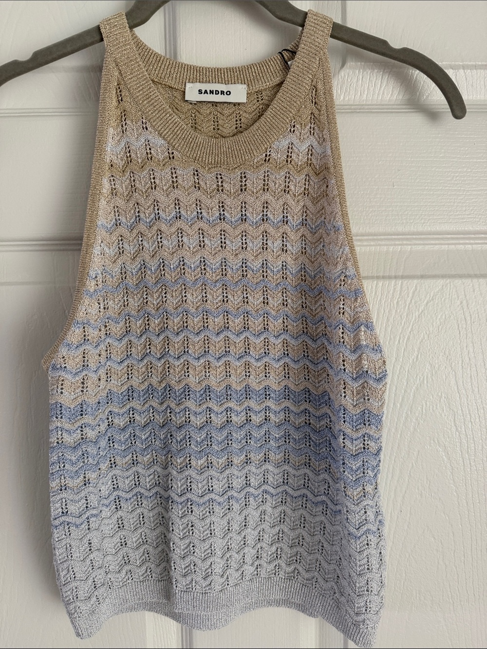 Sandro Knit Halter Tank shimmer gold and blue - Picture 2 of 8